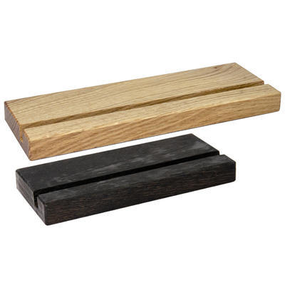 Podstavec drevený na dosky s klipom, 17 x 8 x 2 cm - morené tmavé - A5