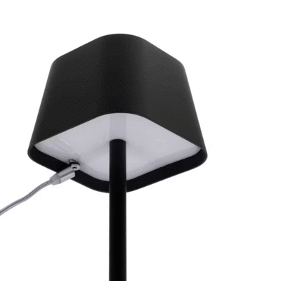 Akumulátorová stolná lampička GEORGINA-B, štvorcový klobúčik - 380 x 110 x 110 mm - čierna - 2